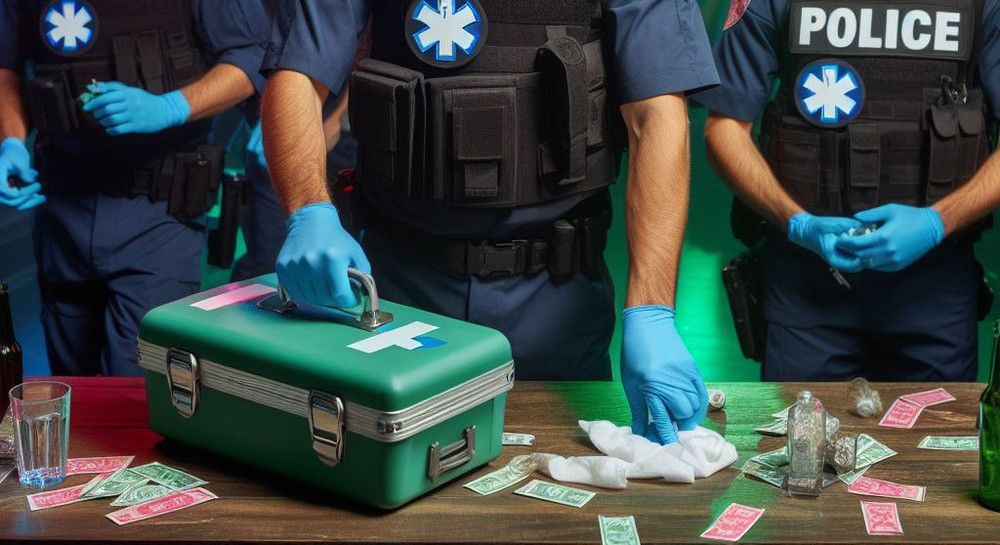 Des policiers dans une boite de nuit avec du matériel de santé pour une opération musclée